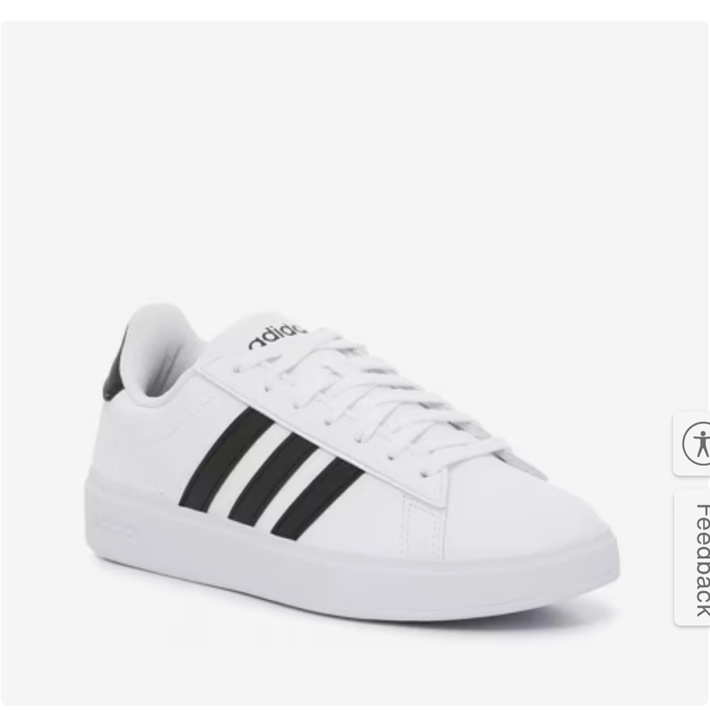 Adidas White Sneakers with Black Stripes
